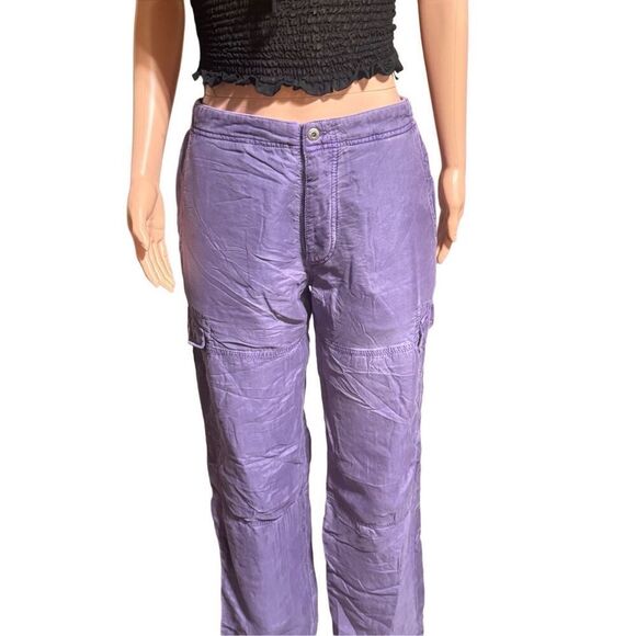 Weekendz off purple mid rise cargo adjustable waist pants M - Picture 3 of 6